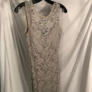 Silver lace cocktail dress Size 3/4
